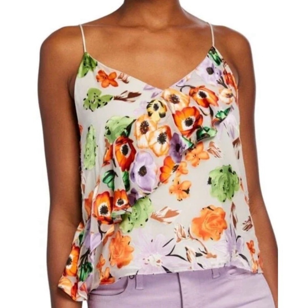 ALICE + OLIVIA Lavonia Floral Ruffle Tank